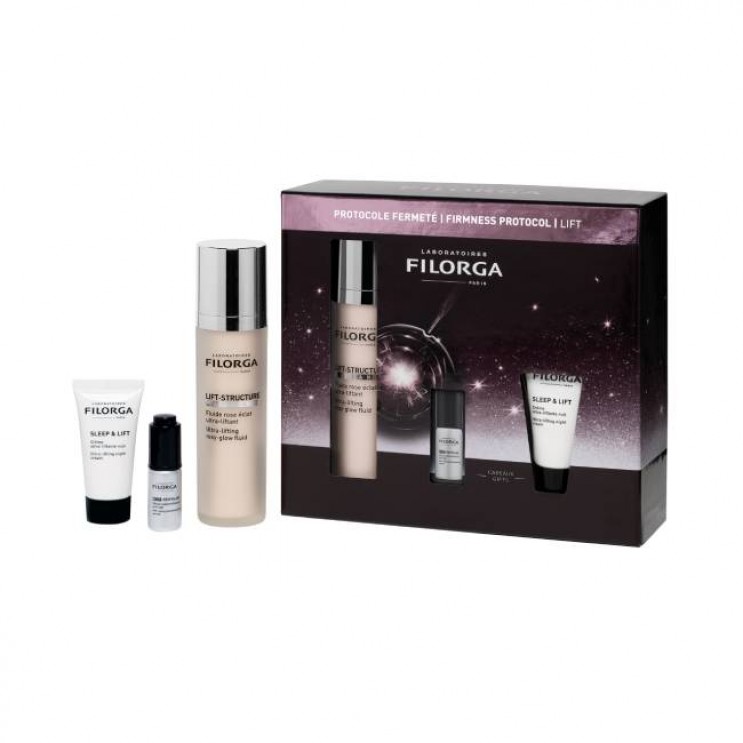 Filorga Lift Structure Radiance Fluid Λεπτόρρευστη Κρέμα Ημέρας Σύσφιξης & Ανόρθωσης με Ροζ Λάμψη 50ml & Δώρο NCEF-Revitalize Αντιρυτιδικός Ορός Προσώπου 5ml και Sleep & Lift Κρέμα Νυκτός για Αναδόμηση 15ml