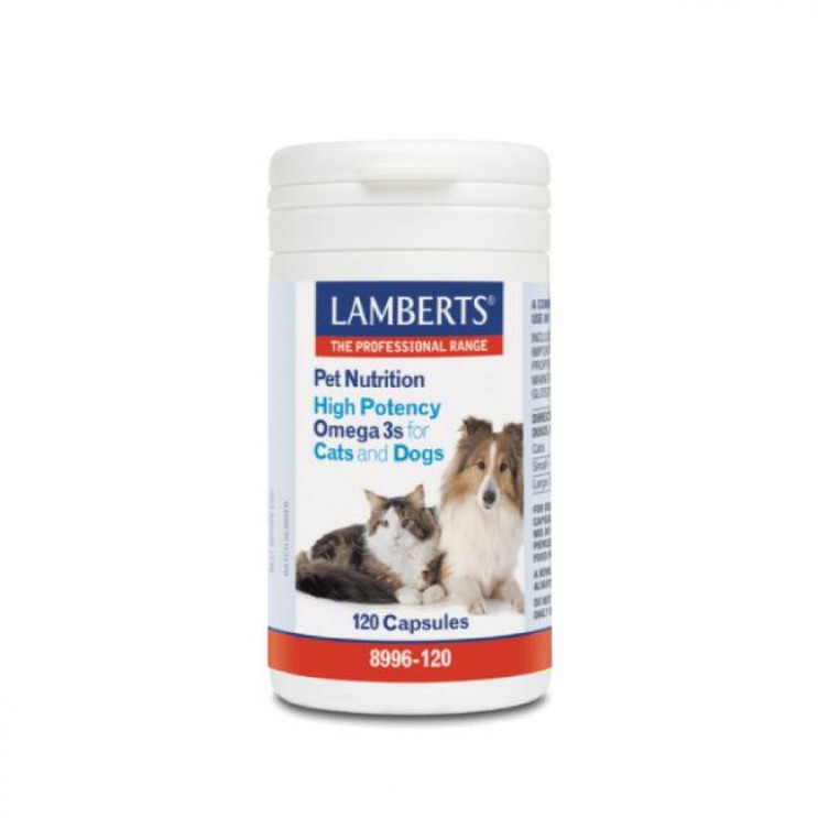 Lamberts Pet Nutrition High Potency Omega 3s for Cats and Dogs 120caps | Συμπλήρωμα Διατροφής Ωμέγα 3 Λιπαρών Οξέων για Σκύλους και Γάτες