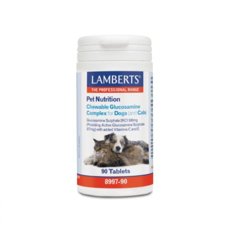 Lamberts Pet Nutrition Chewable Glucosamine Complex for Dogs (& Cats) 90tabs | Συμπλήρωμα Διατροφής Γλυκοζαμίνης και Βιταμινών C και E