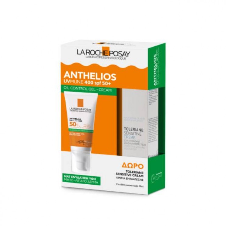 La Roche Posay Anthelios UVMUNE 400 Oil Control Gel Cream SPF50+ Κρέμα Προσώπου για Ματ Αποτέλεσμα 50ml & Δώρο Ενυδατική Κρέμα Toleriane Sensitive 15ml ΦΡΟΝΤΙΔΑ ΠΡΟΣΩΠΟΥ