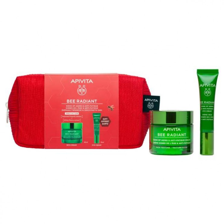 Apivita Bee Radiant Cream, Rich Texture Κρέμα για Σημάδια Γήρανσης & Ξεκούραστη Όψη, Πλούσια Υφή  50ml & Δώρο Bee Radiant Eye Cream Κρέμα Ματιών για Σημάδια Γήρανσης & Ξεκούραστη Όψη 15ml ΦΡΟΝΤΙΔΑ ΠΡΟΣΩΠΟΥ