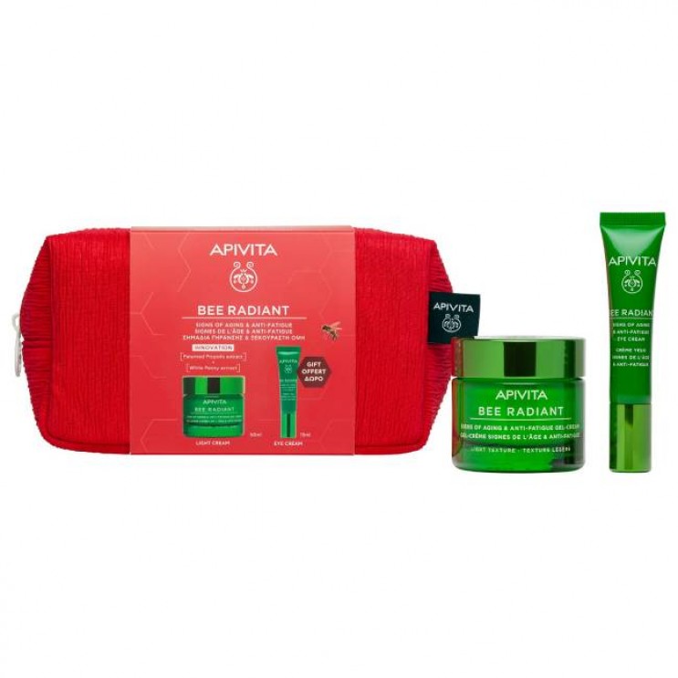 Apivita Bee Radiant Gel-Cream, Light Κρέμα-Gel για Σημάδια Γήρανσης & Ξεκούραστη Όψη, Ελαφριάς Υφής 50ml & Δώρο Bee Radiant Eye Cream Κρέμα Ματιών για Σημάδια Γήρανσης & Ξεκούραστη Όψη 15ml ΦΡΟΝΤΙΔΑ ΠΡΟΣΩΠΟΥ