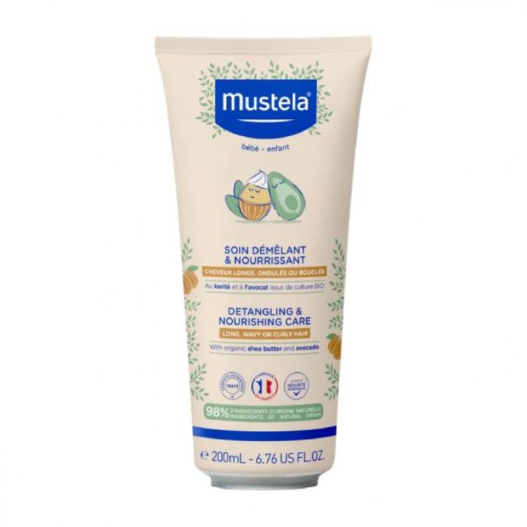Mustela Detangling & Nourishing Care Conditioner & Leave - in 200ml | Conditioner & Leave - in με Βιολογικό Βούτυρο Καριτέ για Μακριά, Κυματιστά & Σγουρά Μαλλιά