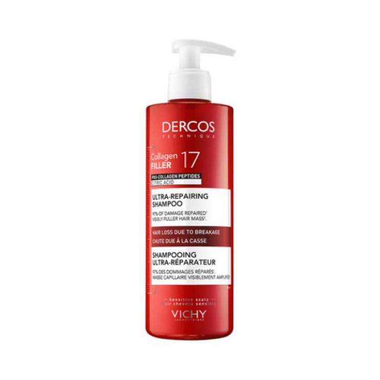 Vichy Dercos Collagen 17 Filler Ultra-Repairing Shampoo 400ml | Σαμπουάν για Δράση κατά της Τριχόπτωσης και της Θραύσης των Μαλλιών