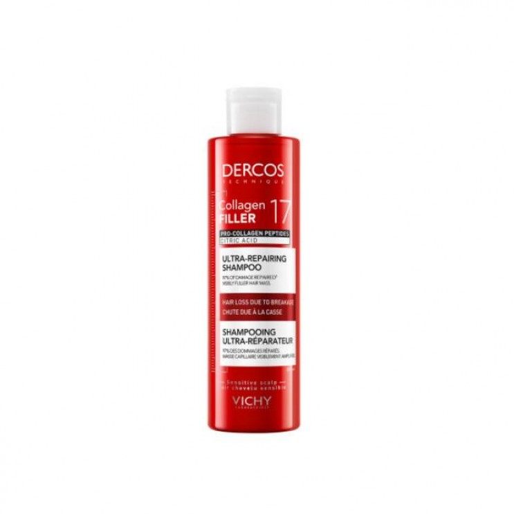 Vichy Dercos Collagen 17 Filler Ultra-Repairing Shampoo 200ml | Σαμπουάν για Δράση κατά της Τριχόπτωσης και της Θραύσης των Μαλλιών