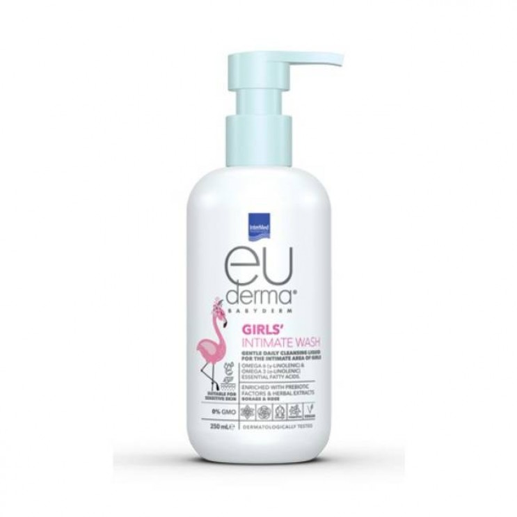 Intermed Euderma  Babyderm Girl's Intimate Wash 250ml | Καθαριστικό Υγρό για την Ευαίσθητη Περιοχή των Κοριτσιών από τη Γέννηση έως και την Πρώτη Περίοδο