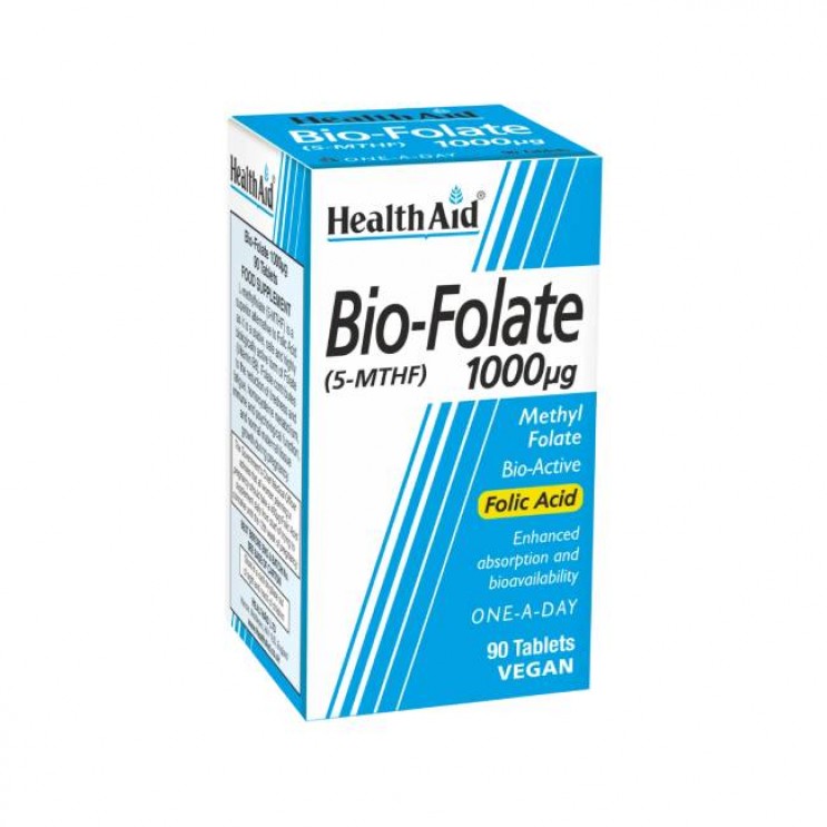 Health Aid Bio-Folate 1000μg 90tabs | Συμπλήρωμα Διατροφής Φολικού Οξέος 