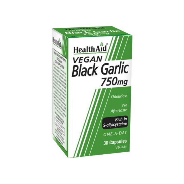 Health Aid Black Garlic 750mg 30caps | Συμπλήρωμα Διατροφής με Εκχύλισμα Μαύρου Σκόρδου 