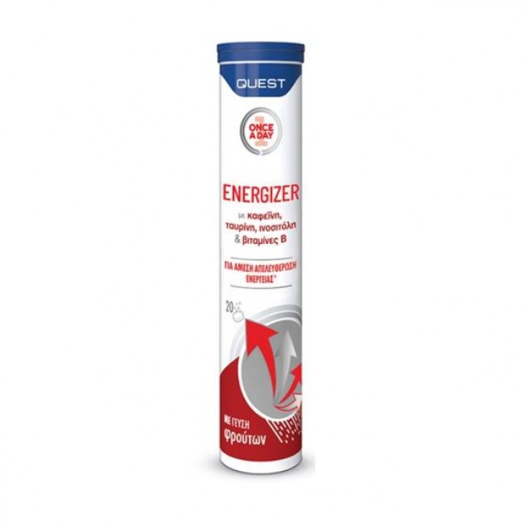 Quest Energizer 20eff.tabs | Συμπλήρωμα Διατροφής με Βιταμίνες Β, Καφεΐνη, Ταυρίνη και Ινοσιτόλη για Άμεση Απελευθέρωση Ενέργειας