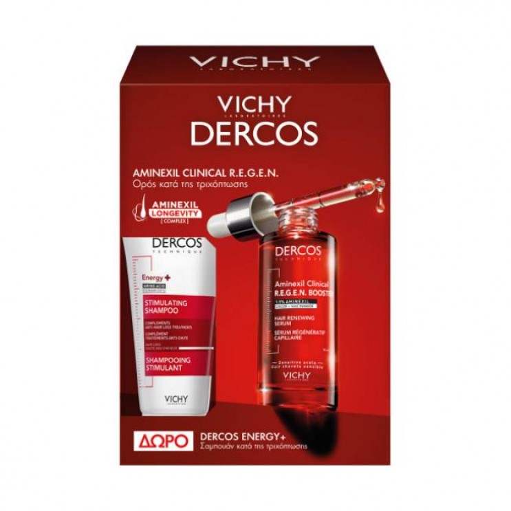 Vichy Dercos Aminexil Clinical R.E.G.E.N. BOOSTER Ορός Ενδυνάμωσης Μαλλιών ενάντια στη Τριχόπτωση 90ml & Δώρο Dercos Energy+ Δυναμωτικό Σαμπουάν κατά της Τριχόπτωσης 50ml