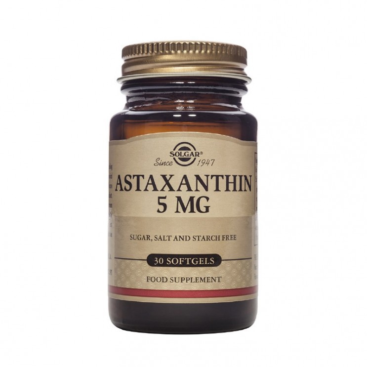 Solgar Astaxanthin 5mg, 30softgels | Φυσικό Καροτινοειδές με Πολύ Υψηλή Αντιοξειδωτική Δράση 
