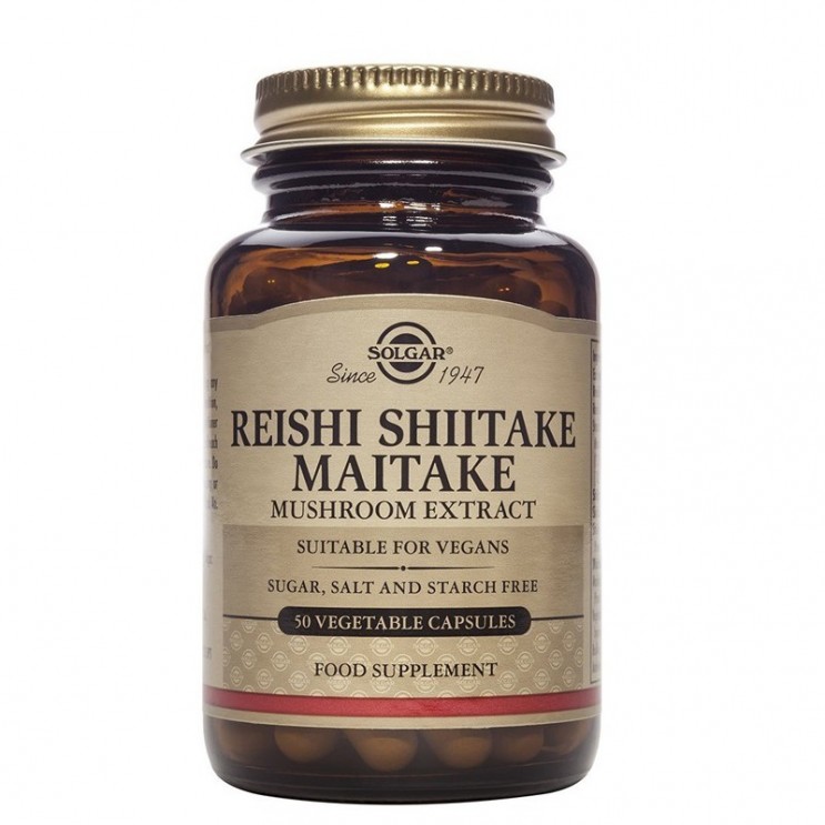 Solgar Reishi Shiitake Maitake Mushroom,Extract 50veg.caps| Συμπλήρωμα Διατροφής Εκχυλίσματος Μανιταριών για Τόνωση του Ανοσοποιητικού 