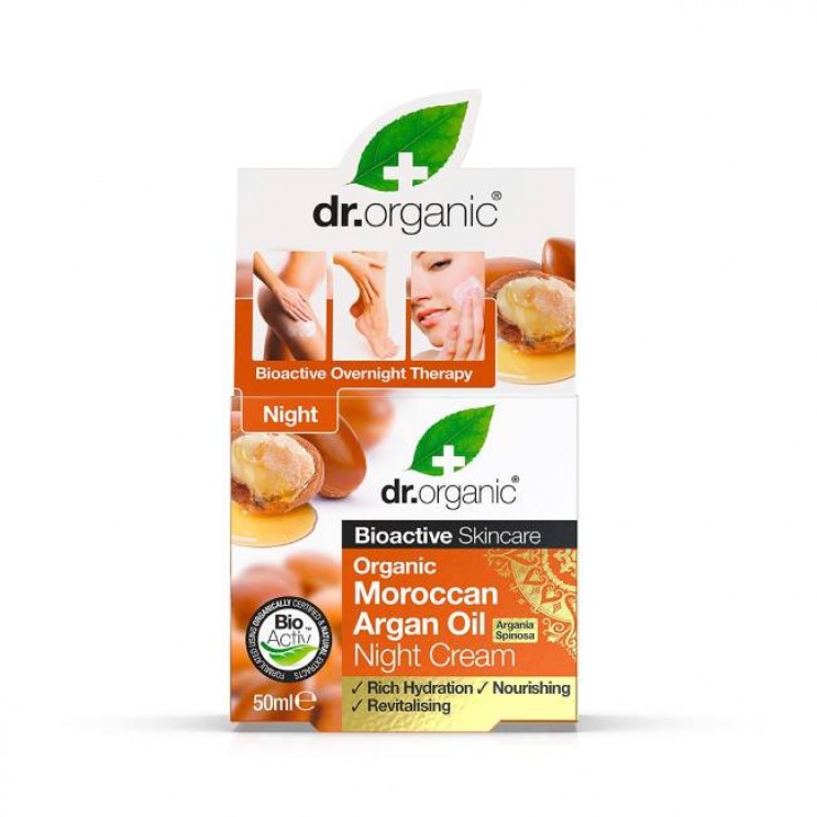 Dr. Organic Moroccan Argan Oil Night Cream 50ml |  Kρέμα Νύχτας με έλαιο Βιολογικό Μαροκινό Έλαιο Αργκάν  ΦΡΟΝΤΙΔΑ ΠΡΟΣΩΠΟΥ