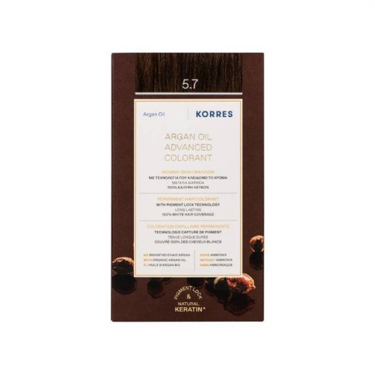 Korres Argan Oil Advanced Colorant 5.7 Chocolate | Μόνιμη Βαφή Μαλλιών Argan Oil 5.7 Σοκολατί