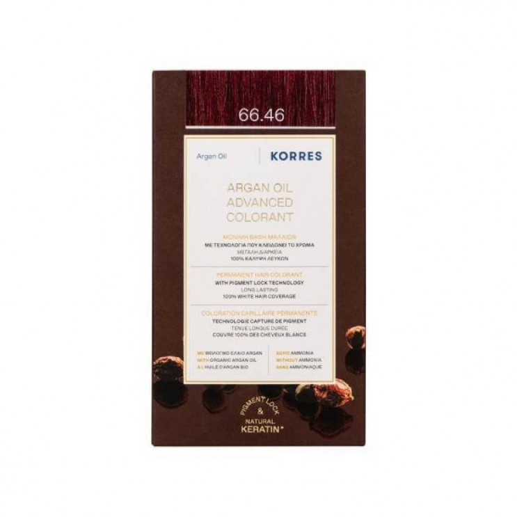 Korres Argan Oil Advanced Colorant 66.46 Intense Burgundy Red | Μόνιμη Βαφή Μαλλιών Argan Oil  66.46 Έντονο Κόκκινο Βουργουνδίας