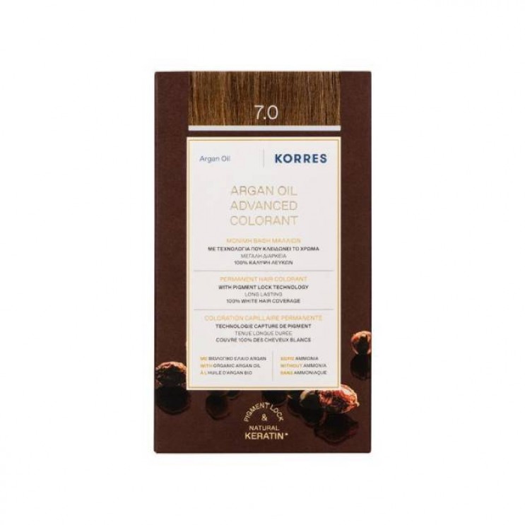 Korres Argan Oil Advanced Colorant 7.0 Blonde | Μόνιμη Βαφή Μαλλιών Argan Oil 7.0 Ξανθό