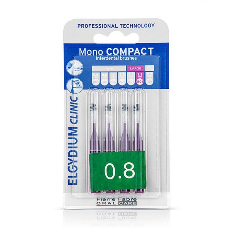 Elgydium Clinic Mono Compact Large 0.8mm 4 τμχ | Μεσοδόντια Βουρτσάκια Μωβ