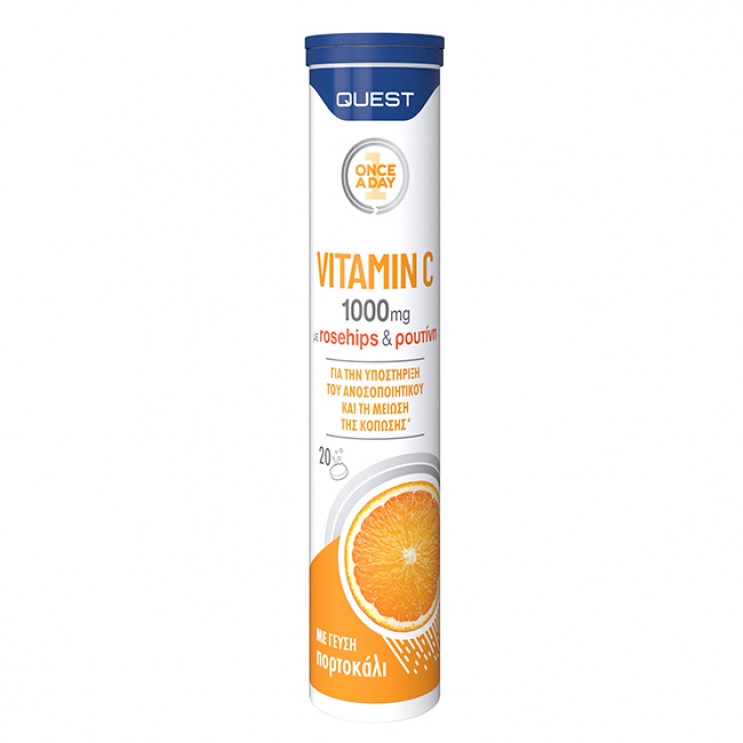 Quest Effervescent Βιταμίνη C with Rosehips & Rutin 1000mg, 20 Αναβράζοντα Δισκία ΔΗΜΟΦΙΛΕΣΤΕΡΑ