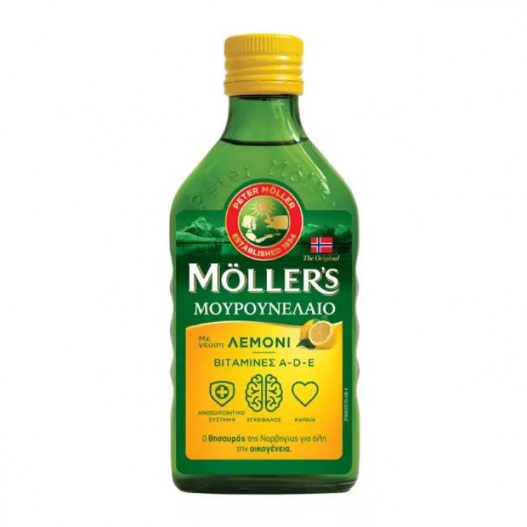 Moller's Cod Liver Oil Lemon 250ml | Μουρουνέλαιο σε Υγρή Μορφή με Γεύση Λεμόνι ΔΗΜΟΦΙΛΕΣΤΕΡΑ