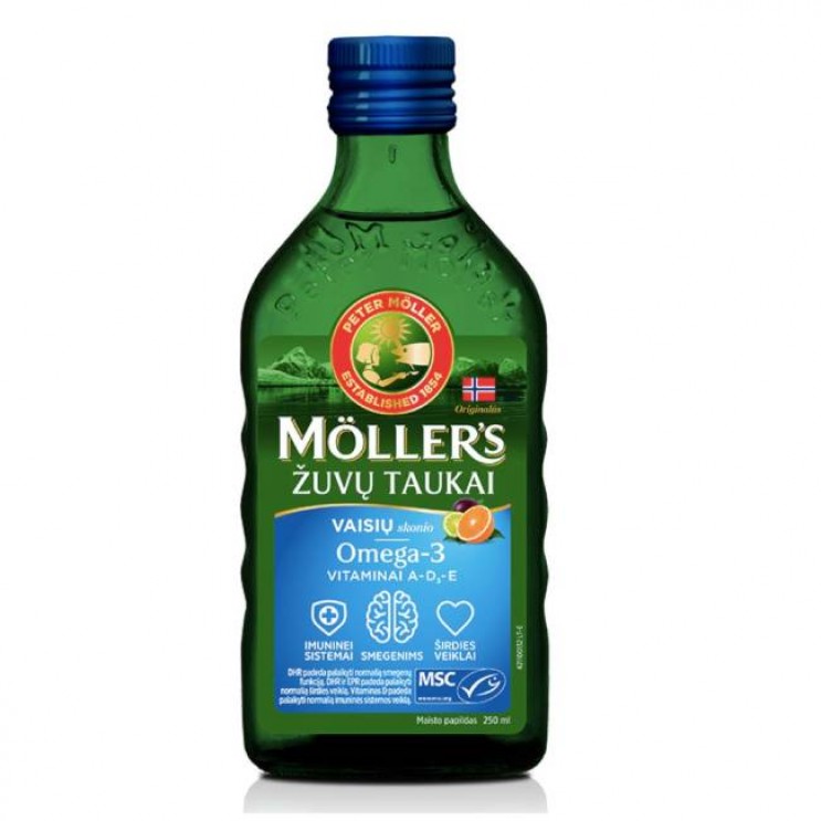 Moller's Cod Liver Oil Tutti Frutti 250ml | Μουρουνέλαιο σε Υγρή Μορφή με Γεύση Tutti Frutti ΔΗΜΟΦΙΛΕΣΤΕΡΑ