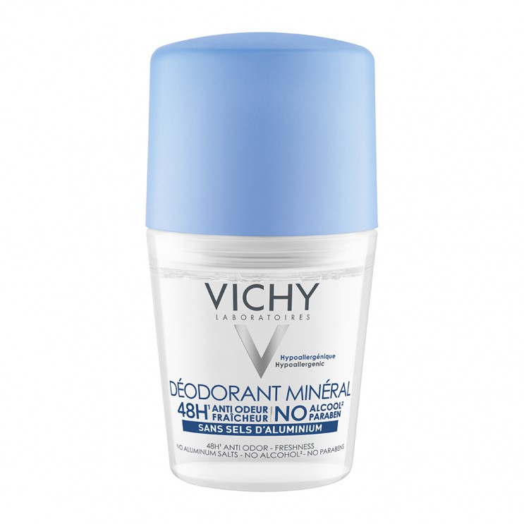 Vichy Deodorant Roll On Mineral  50ml | Αποσμητικό  χωρίς Άλατα Αλουμινίου  για 48h Προστασία. Αποσμητικά