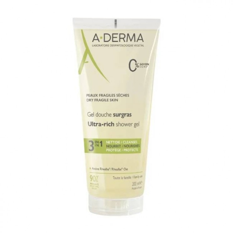 A-Derma Gel Douche Surgras Ultra Rich Shower Gel 200ml | Αφρόλουτρο για Ξηρές Επιδερμίδες ΦΡΟΝΤΙΔΑ ΠΡΟΣΩΠΟΥ