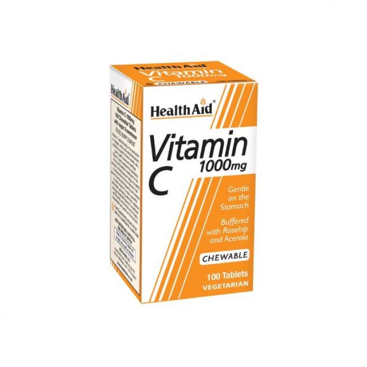 Health Aid Vitamin C 1000mg Chewable 100tabs | Συμπλήρωμα Διατροφής Βιταμίνη C 100 μασώμενες ταμπλέτες ΒΙΤΑΜΙΝΕΣ