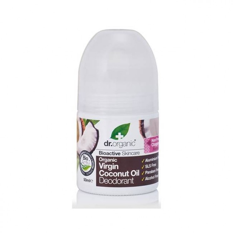 Dr. Organic Virgin Coconut Oil Deodorant 50ml | Αποσμητικό σε μορφή roll-on με Βιολογικό Έλαιο Καρύδας ΦΡΟΝΤΙΔΑ ΓΙΑ ΤΟ ΣΩΜΑ