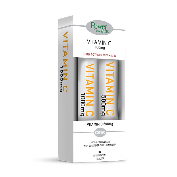 Power Health Vitamin C 1000mg Stevia Συμπλήρωμα Διατροφής με Υψηλής Ισχύος Βιταμίνη C 20eff.tabs  & Δώρο Vitamin C 500mg Πορτοκάλι 20eff.tabs ΒΙΤΑΜΙΝΕΣ