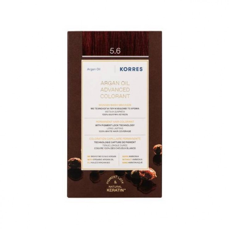 Korres Argan Oil Advanced Colorant 5.6 Red Light Brown | Μόνιμη Βαφή Μαλλιών Argan Oil 5.6 Καστανό Ανοιχτό Κόκκινο