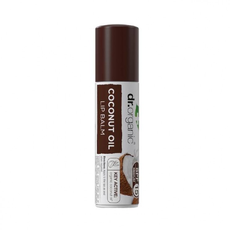 Dr. Organic Virgin Coconut Oil Lip Balm 5.7ml |  Lip Balm Χειλιών με Βιολογικό Έλαιο Καρύδας