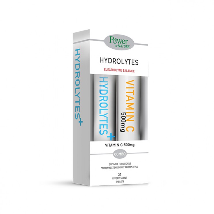 Power Health Hydrolytes stevia Συμπλήρωμα Διατροφής με Ηλεκτρολύτες με Στέβια 20eff.tabs & Δώρο Vitamin C 500mg με Γεύση Πορτοκάλι 20eff.tabs ΔΗΜΟΦΙΛΕΣΤΕΡΑ