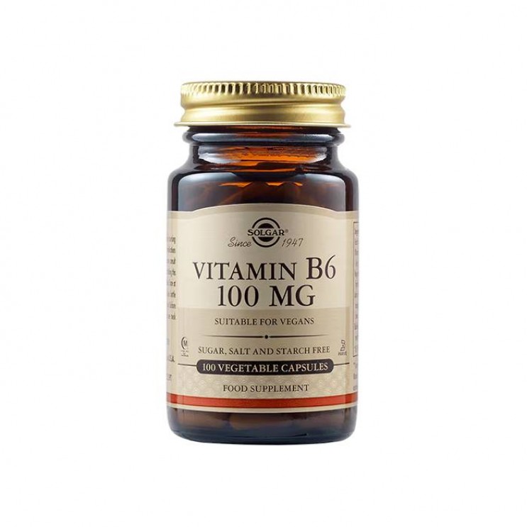 Solgar Vitamin B6 100mg 100veg.caps| Συμπλήρωμα Διατροφής Βιταμίνης Β6