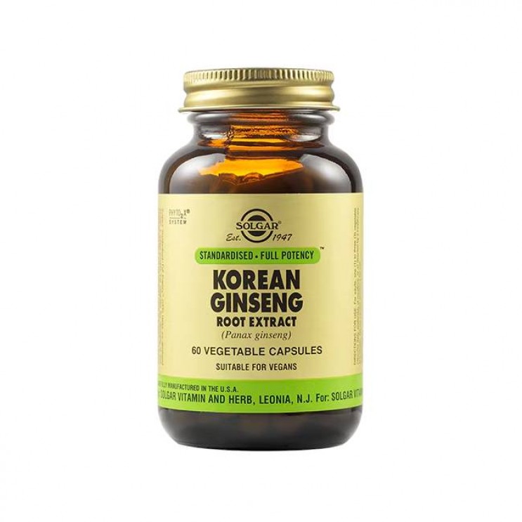 Solgar Korean Ginseng Root Extract 60veg.caps | Συμπλήρωμα Διατροφής Εκχυλίσματος Κορεάτικου Τζίνσενγκ για Ενέργεια & ΤόνωσηΦΥΤΙΚΑ & ΒΟΤΑΝΑ