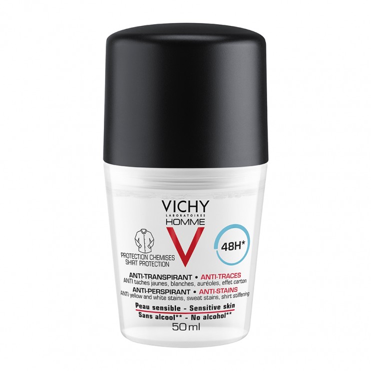 Vichy Homme 48h 'No Trace' Deodorant Roll-On 50ml| Ανδρικό Αποσμητικό Ενάντια στα Σημάδια - 48h Προστασία ΦΡΟΝΤΙΔΑ ΓΙΑ ΤΟ ΣΩΜΑ