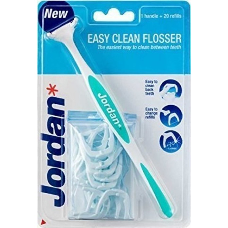 Jordan Easy Clean Flosser & 20 Ανταλλακτικά Νήματος, Πράσινο
