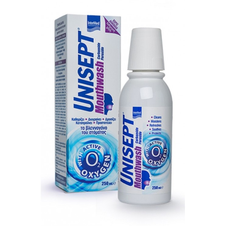 Intermed Unisept Mouthwash 250ml|Καθημερινό Στοματικό Διάλυμα με Ενεργό Οξυγόνο  Κακοσμία Στόματος