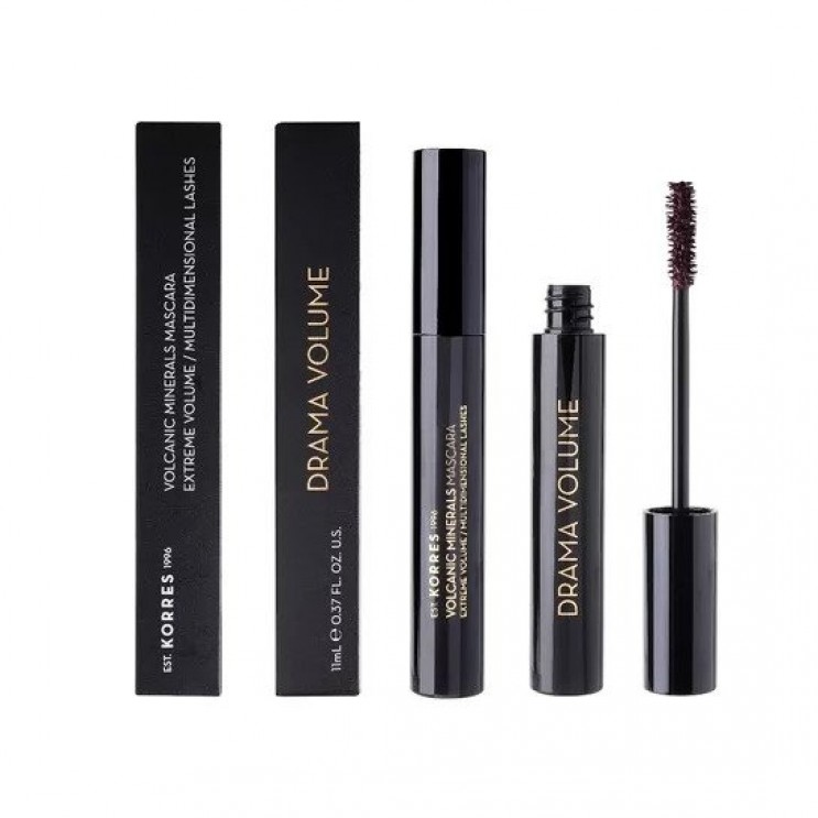Korres Volcanic Minerals Mascara Drama Volume  02 Plum Brown 11ml | Μάσκαρα για Μέγιστο Όγκο\Πολυδιάστατες Βλεφαρίδες Καφέ