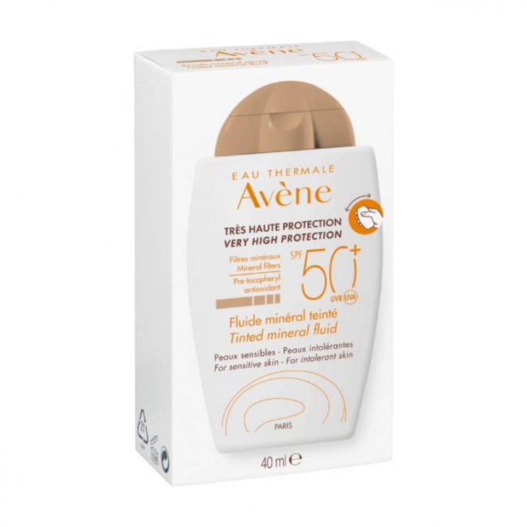 Avene Mineral Fluide SPF50+ Teinte 40ml | Αντιηλιακή Κρέμα Προσώπου για την Ευαίσθητη Επιδερμίδα με Χρώμα ΦΡΟΝΤΙΔΑ ΠΡΟΣΩΠΟΥ