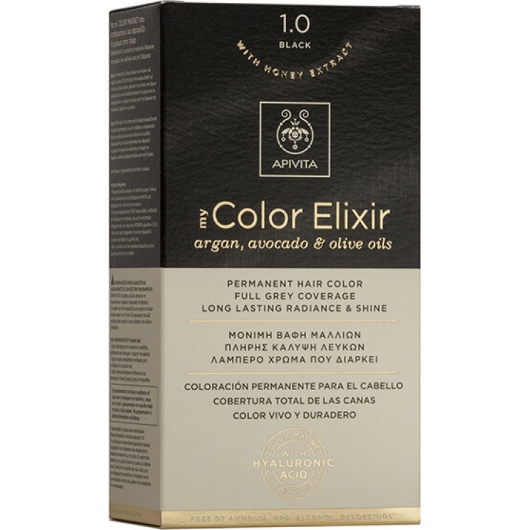 Apivita My Color Elixir 1.0 Black | Μόνιμη Βαφή Μαλλιών 1.0 Μαύρο