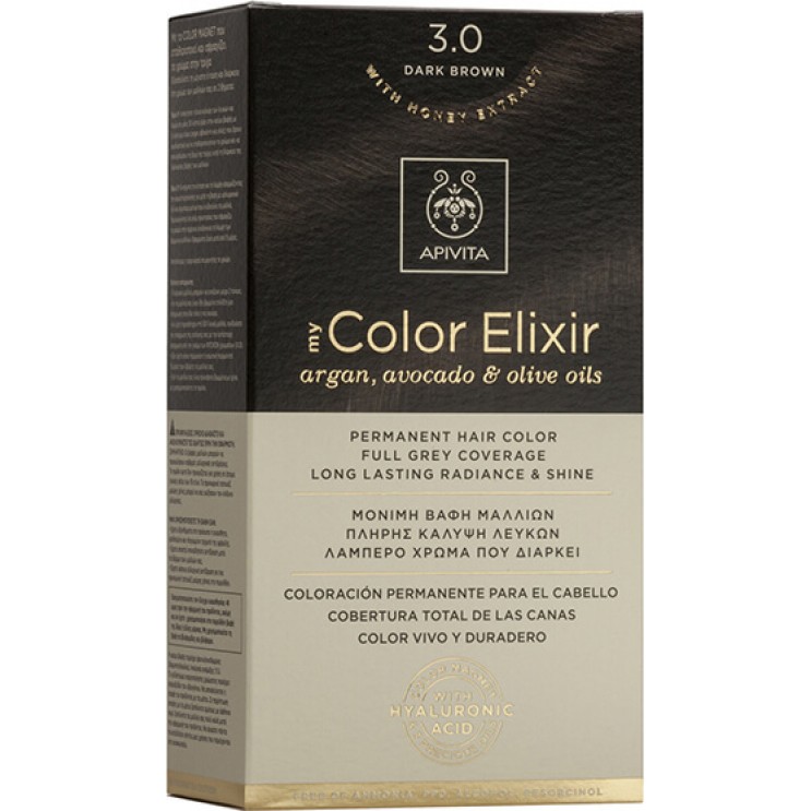 Apivita My Color Elixir 3.0 Dark Brown | Μόνιμη Βαφή Μαλλιών 3.0 Καστανό Σκούρο 