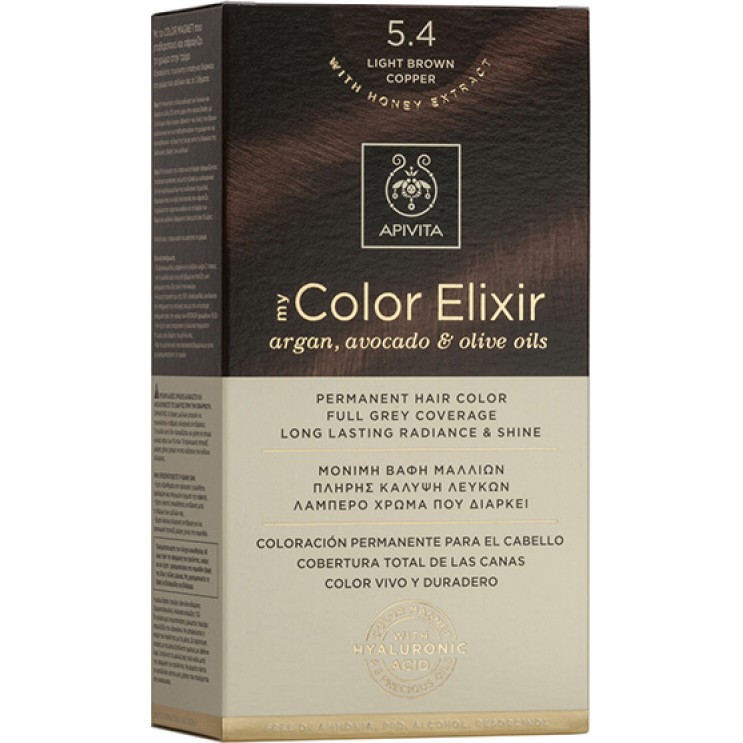 Apivita My Color Elixir 5.4 Light Brown Copper | Μόνιμη Βαφή Μαλλιών 5.4 Καστανό Ανοιχτό Χάλκινο