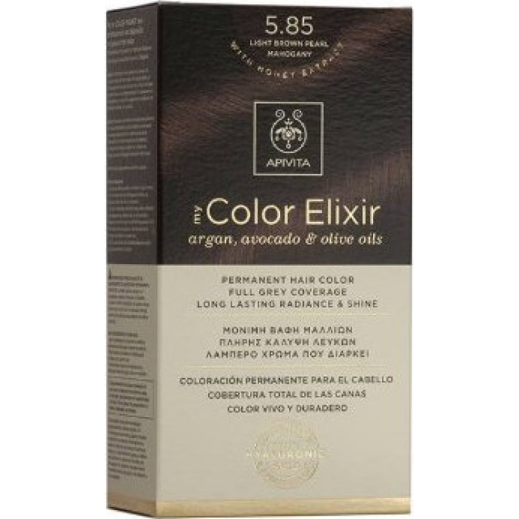 Apivita My Color Elixir 5.85 Light Brown Pearl Mahogany | Μόνιμη Βαφή Μαλλιών 5.85 Καστανό Ανοιχτό Περλέ Μαονί
