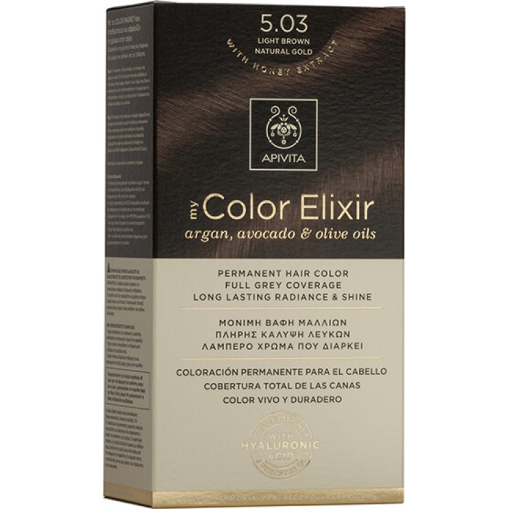 Apivita My Color Elixir 5.03 Light Brown Natural Gold | Μόνιμη Βαφή Μαλλιών 5.03 Καστανό Ανοιχτό Φυσικό Μελί