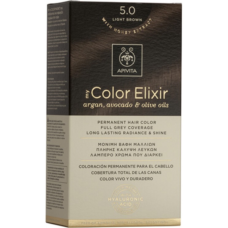 Apivita My Color Elixir 5.0 Light Brown | Μόνιμη Βαφή Μαλλιών 5.0 Καστανό Ανοιχτό 