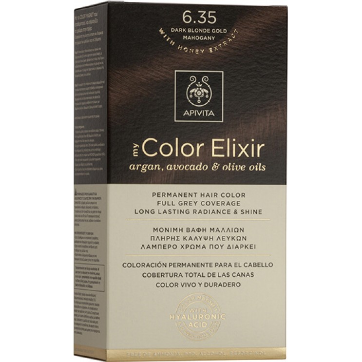 Apivita My Color Elixir 6.35 Dark Blonde Gold Mahogany | Μόνιμη Βαφή Μαλλιών 6.35 Ξανθό Σκούρο Μελί Μαονί