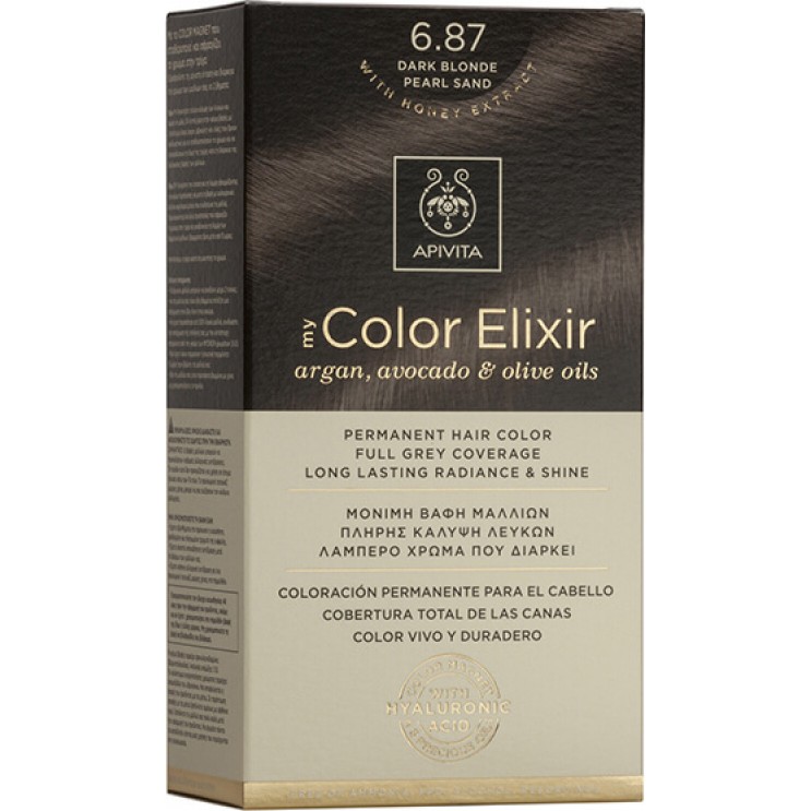 Apivita My Color Elixir 6.87 Dark  Blonde Pearl Sand | Μόνιμη Βαφή Μαλλιών 6.87 Ξανθό Σκούρο Περλέ Μπεζ