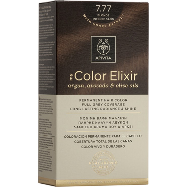 Apivita My Color Elixir 7.77 Blonde Intense Sand | Μόνιμη Βαφή Μαλλιών 7.77 Ξανθό Έντονο Μπεζ