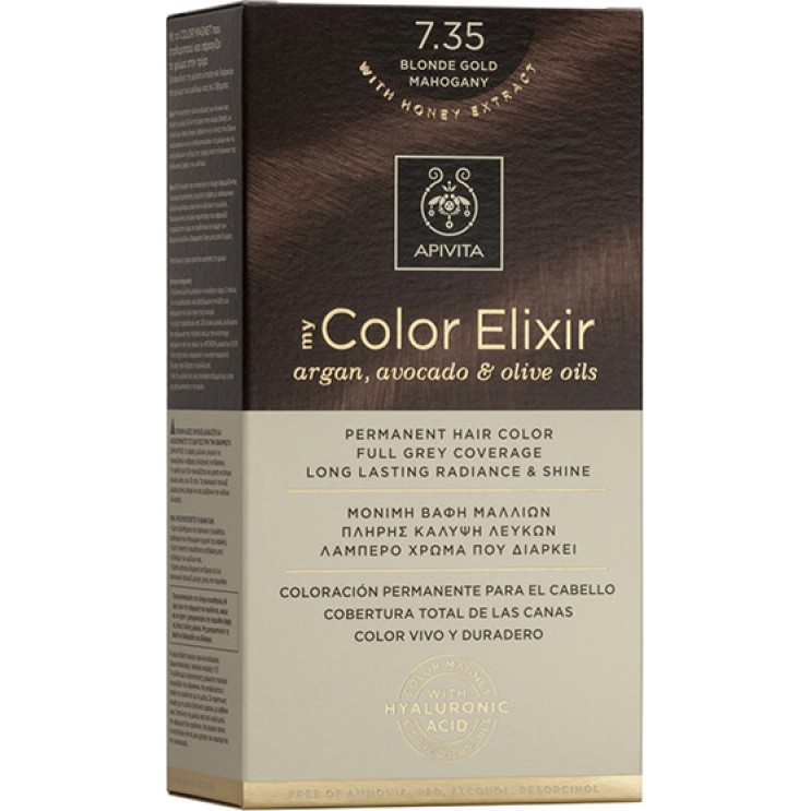Apivita My Color Elixir 7.35 Blonde Gold Mahogany | Μόνιμη Βαφή Μαλλιών 7.35 Ξανθό Μελί Μαονί