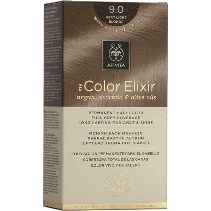 Apivita My Color Elixir 9.0 Very Light Blonde | Μόνιμη Βαφή Μαλλιών 9.0 Ξανθό Πολύ Ανοιχτό 